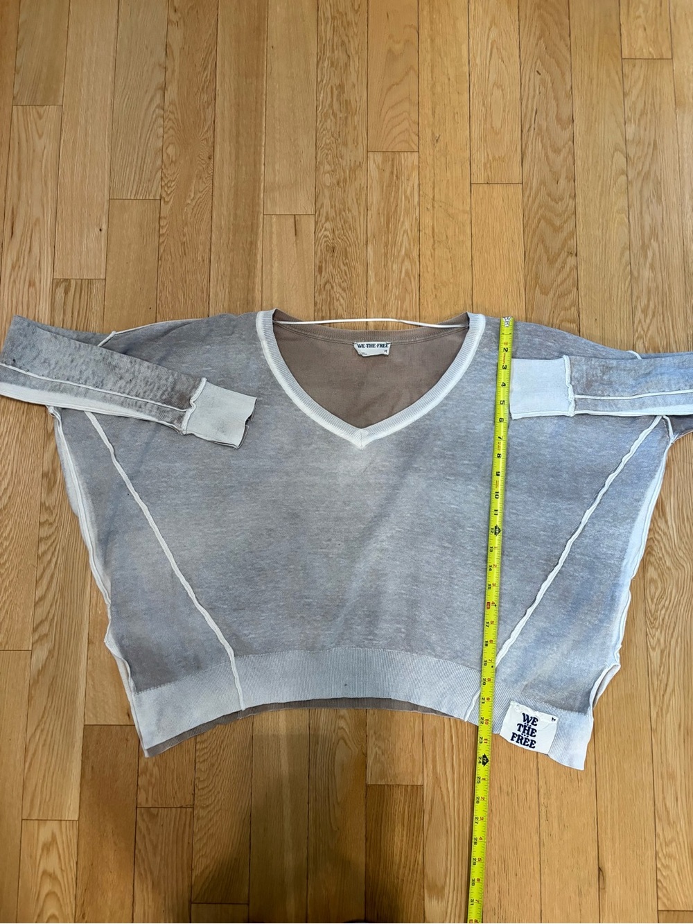 Free People We The Free Gibson V-Neck Pullover Sweater Petrified Wood Boho M - Picture 7 of 10